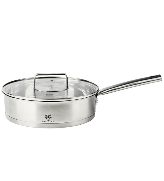 PATELNIA STALOWA 24CM GŁĘBOKA Z POKRYWĄ BRAVA KLH1