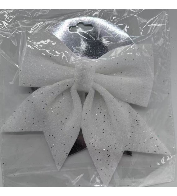 KOKARDA ŚWIĄTECZNA BIAŁA 18CM 25KC818