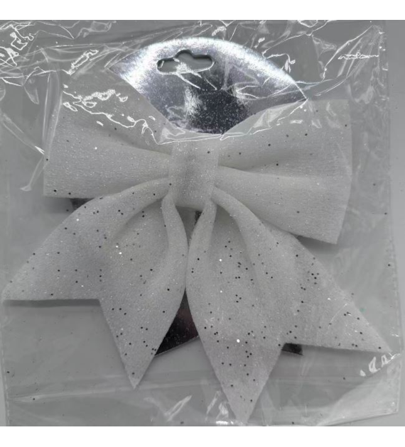 KOKARDA ŚWIĄTECZNA BIAŁA 18CM 25KC818