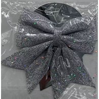 KOKARDA ŚWIĄTECZNA SREBRNA 18CM 25KC818