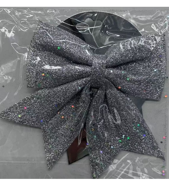 KOKARDA ŚWIĄTECZNA SREBRNA 18CM 25KC818