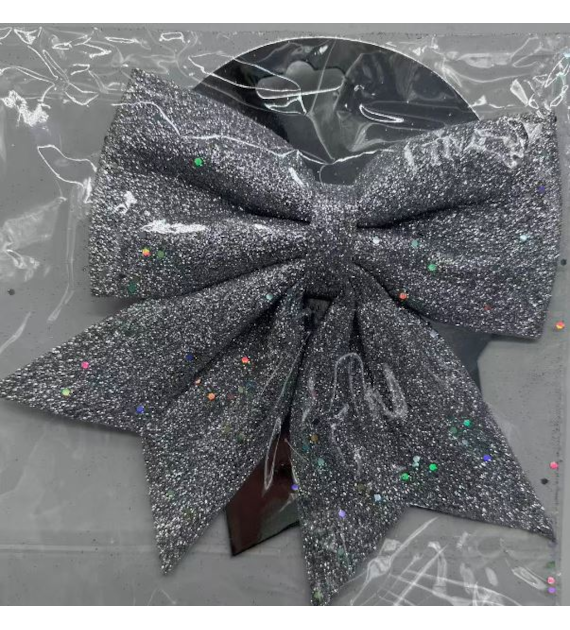 KOKARDA ŚWIĄTECZNA SREBRNA 18CM 25KC818