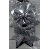 KPL 2SZT KOKARDA ŚWIĄTECZNA 15CM SREBRNA 25KC819