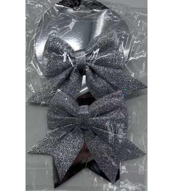 KPL 2SZT KOKARDA ŚWIĄTECZNA 15CM SREBRNA 25KC819