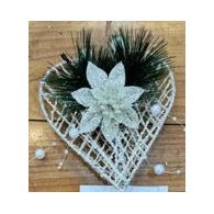 OZDOBA CHOINKOWA BIAŁE SERCE 12CM 25KC859