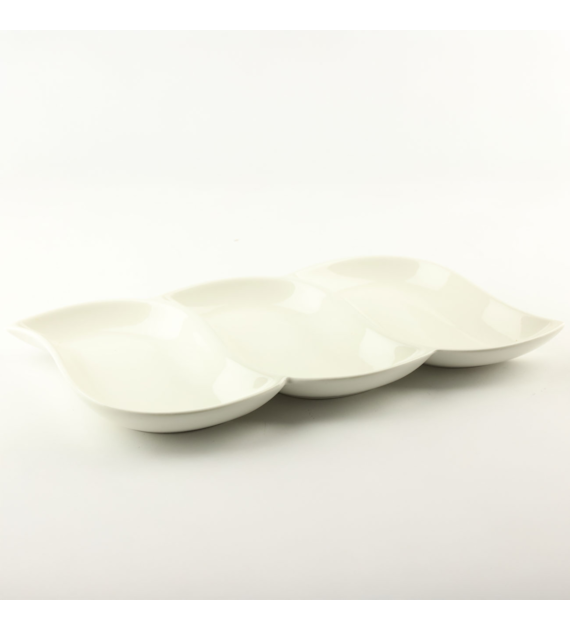 PÓŁMISEK PORCELANOWY TRÓJDZIELNY 38X18CM ZD9986