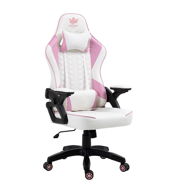 FOTEL GRACZA KRAKEN FEYTON RÓŻOWY SKÓRA 5926