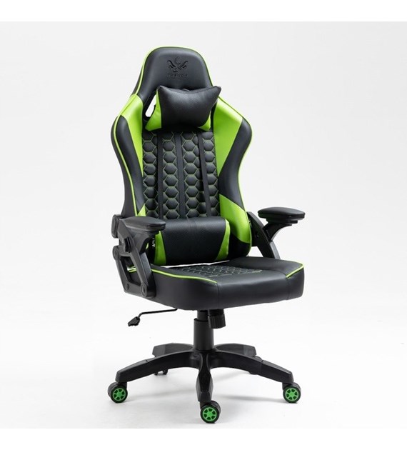 FOTEL GRACZA KRAKEN FEYTON ZIELONY SKÓRA 5926