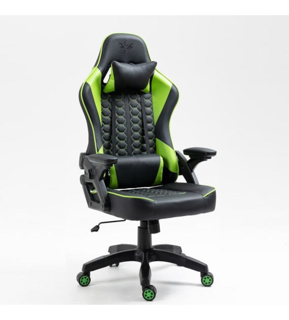 FOTEL GRACZA KRAKEN FEYTON ZIELONY SKÓRA 5926