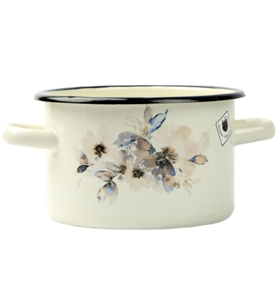 GARNEK EMAL ZDOBIONY  2L  JAŚMIN  16CM B/P VK-1610