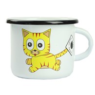 KUBEK EMALIOWANY KOTEK KRZYŚ 9CM 500ML VK-0104