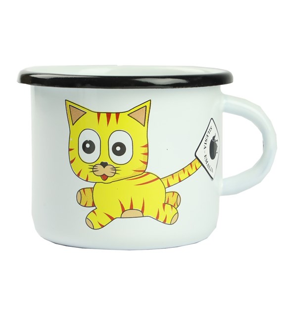 KUBEK EMALIOWANY KOTEK KRZYŚ 9CM 500ML VK-0104