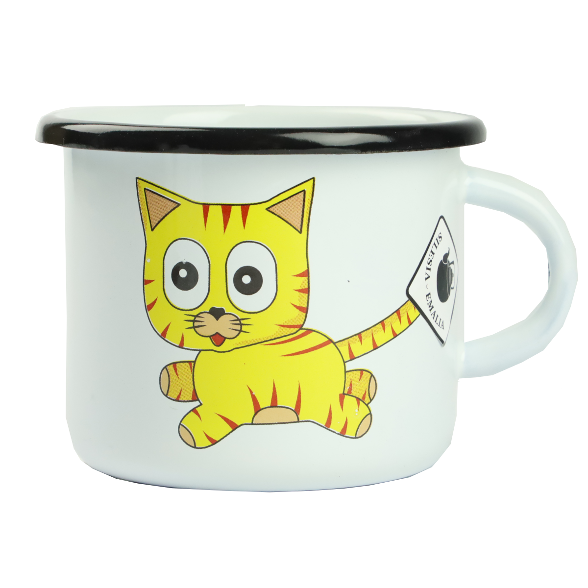 KUBEK EMALIOWANY KOTEK KRZYŚ 9CM 500ML VK-0104