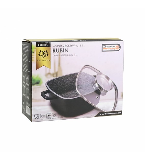 GARNEK GRANITOWY KWADRAT RUBIN 4,4L 24X10 CM KH6