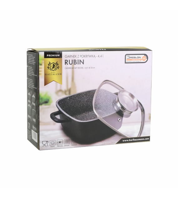 GARNEK GRANITOWY KWADRAT RUBIN 4,4L 24X10 CM KH6