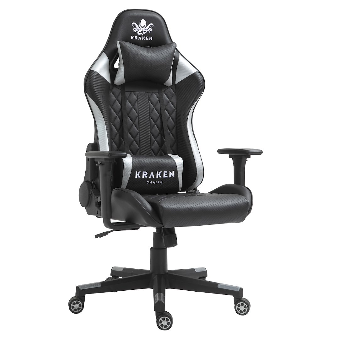 FOTEL GRACZA KRAKEN SREBRNY 5934