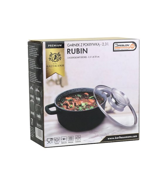 GARNEK GRANITOWY OKRĄGŁY 2,3L 20X8,5CM KH1 RUBIN