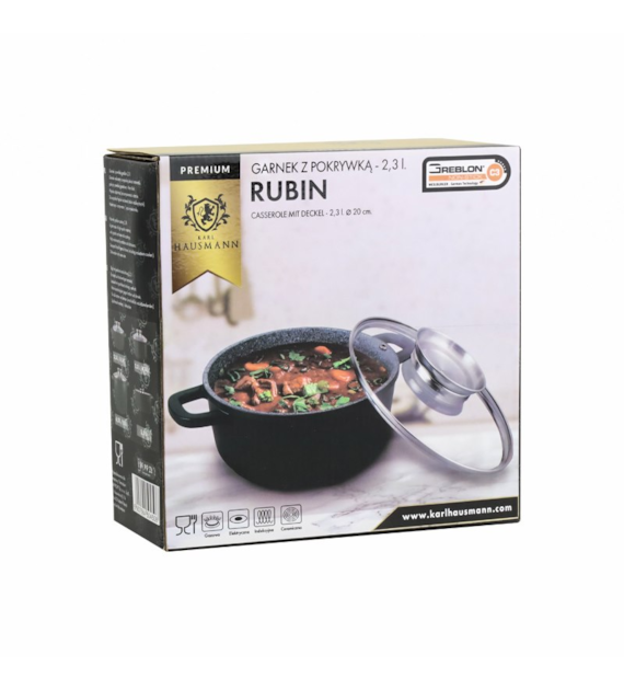 GARNEK GRANITOWY OKRĄGŁY 2,3L 20X8,5CM KH1 RUBIN
