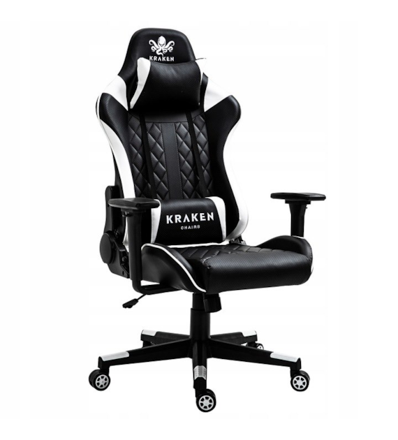 FOTEL GRACZA KRAKEN CZARNO-BIAŁY HELIOS  5934
