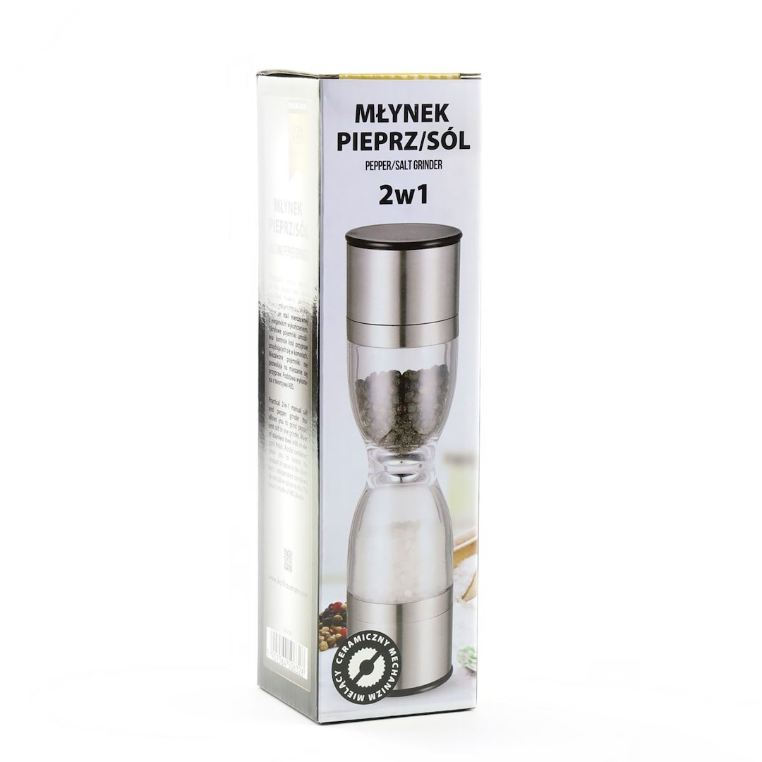 MŁYNEK PIEPRZ/SÓL 2w1 RECZNY STALOWY MG728C