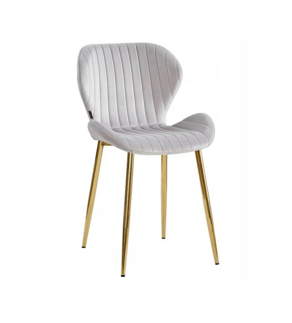 KRZESŁO TAPICEROWANE  DIANA JASNO SZARE ZŁOTE DC-6