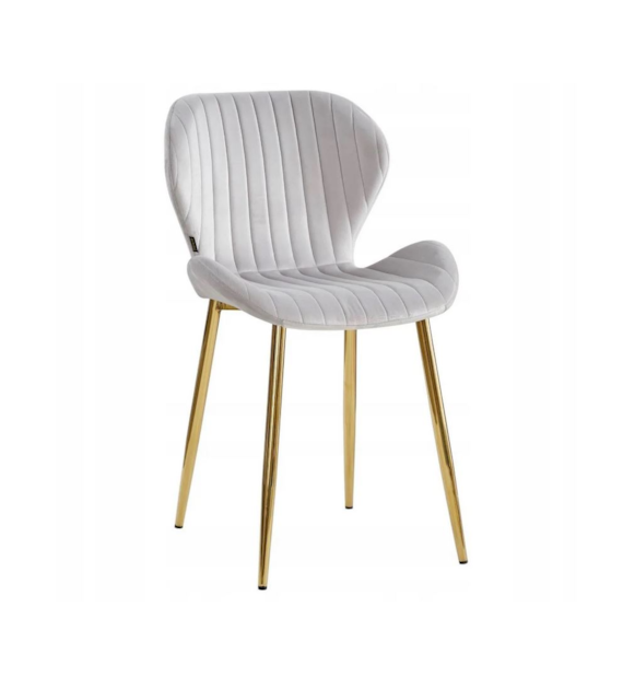 KRZESŁO TAPICEROWANE  DIANA JASNO SZARE ZŁOTE DC-6