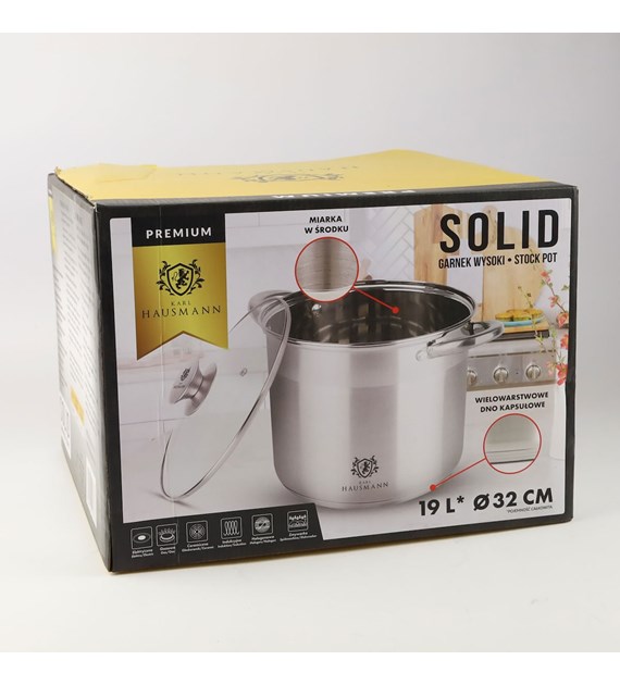 GARNEK WYSOKI STOCKPOT SOLID 19L 32 CM HAS6