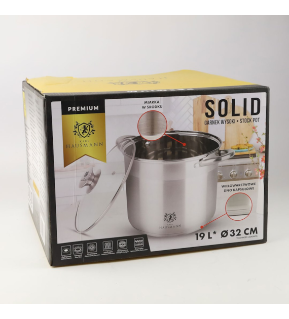 GARNEK WYSOKI STOCKPOT SOLID 19L 32 CM HAS6