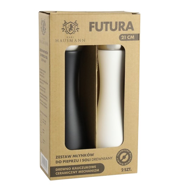 MŁYNEK PIEPRZ/SÓL 21CM DREW KAUCZ BIA/CZA MG746-8