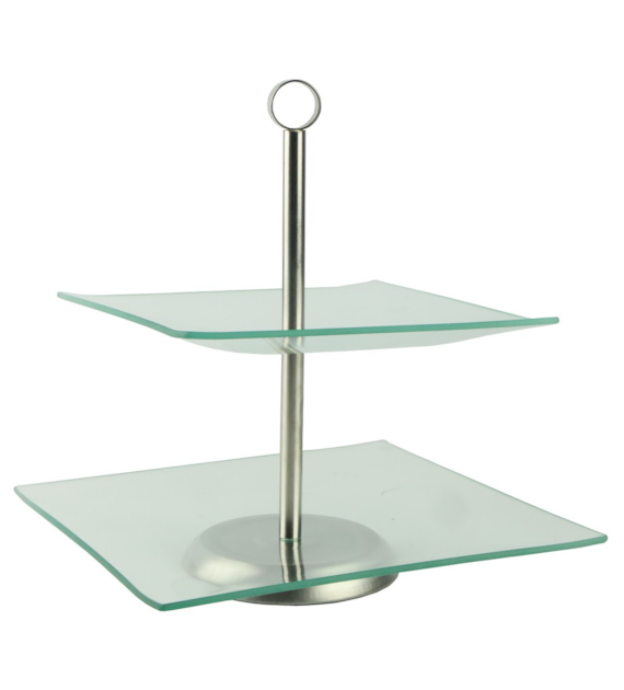 PATERA SZKLANA 2 POZIOM. KWADRAT 21-25CM SAVONA