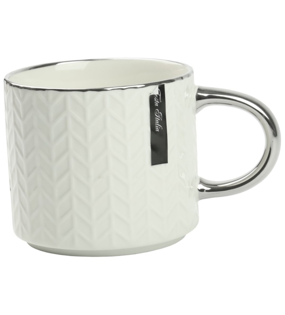 KUBEK PORCELANOWY 470ML SREBRNY/BIAŁY PL24005B