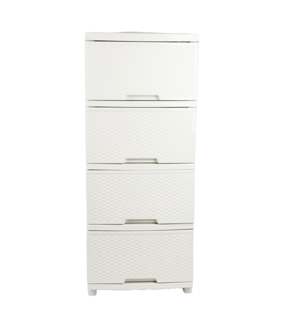 REGAŁ RATTAN 4 SZUFLADY ECRU VK123094