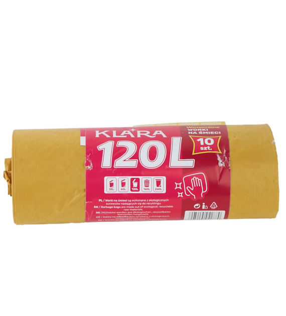 KLARA WORKI NA ŚMIECI 120L 10SZT LDPE ŻÓŁTE