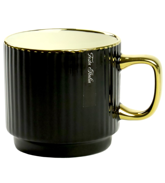 KUBEK PORCELANOWY 320ML ZŁOTY/CZARNY PL24010C