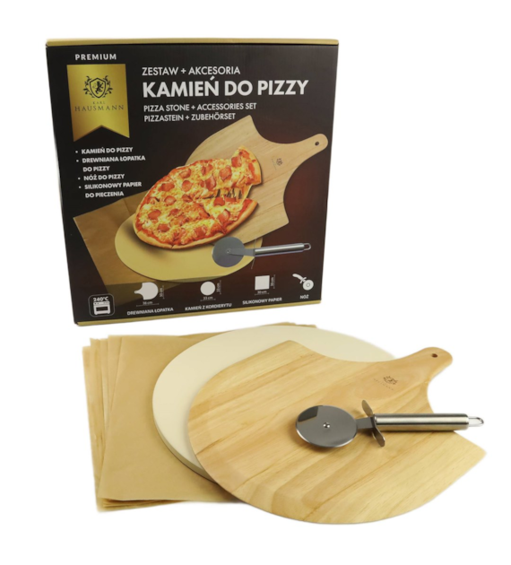 ZESTAW KAMIEŃ DO PIZZY 33CM + AKCESORIA KHAS1