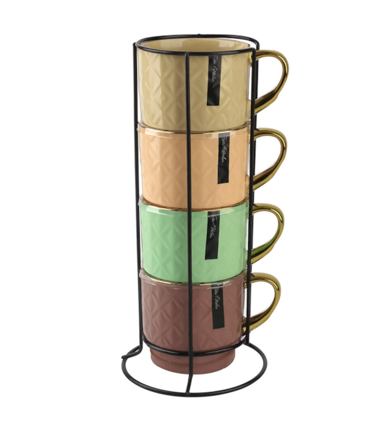 ZESTAW KUBKÓW 340ML 4SZT NA STOJAKU N241401