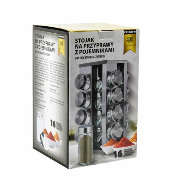 STOJAK NA PRZYPRAWY 16EL.OBROTOWY SREBRO 3402