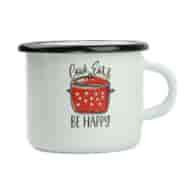 KUBEK EMALIOWANY BE HAPPY  9CM 500ML VK-0104
