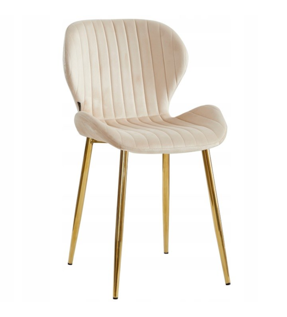 KRZESŁO TAPICEROWANE  DIANA KREMOWE ZŁOTE