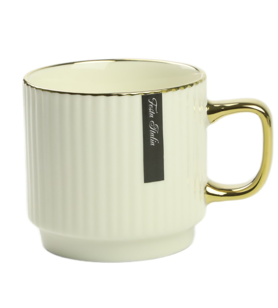 KUBEK PORCELANOWY 320ML ZŁOTY/BIAŁY PL24010B