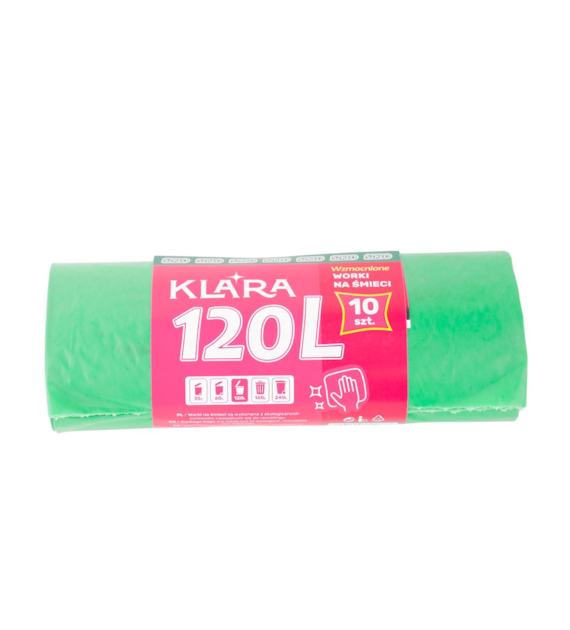 KLARA WORKI NA ŚMIECI 120L 10SZT LDPE ZIELONE