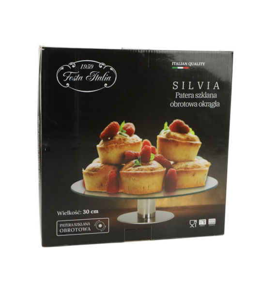 PATERA SZKLANA OBROTOWA OKRĄGŁA 30CM SILVIA