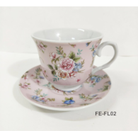 KPL. 2 FILIŻANEK ZE SPODKIEM 250ML FIORE FE-FL02