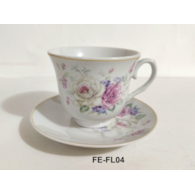 KPL. 2 FILIŻANEK ZE SPODKIEM 250ML ROSETO FE-FL04