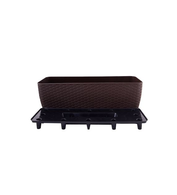 DONICA BALKONOWA Z WKŁ RATAN BRĄZ 50X18CM VK115028