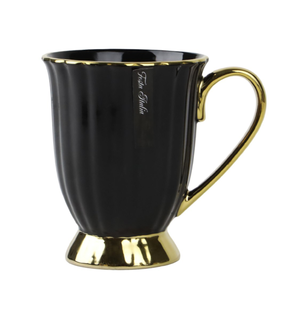 KUBEK PORCEL.240ML ZŁOTY/CZARNY PL24008CZ