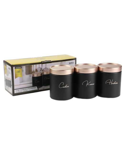 KPL 3 POJEMNIKÓW CZARNO/ZŁOTY RÓŻ KHAS11