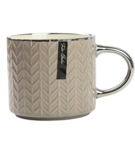 KUBEK PORCEL.470ML SREBRNY/BRUDNY RÓŻ PL24005BR