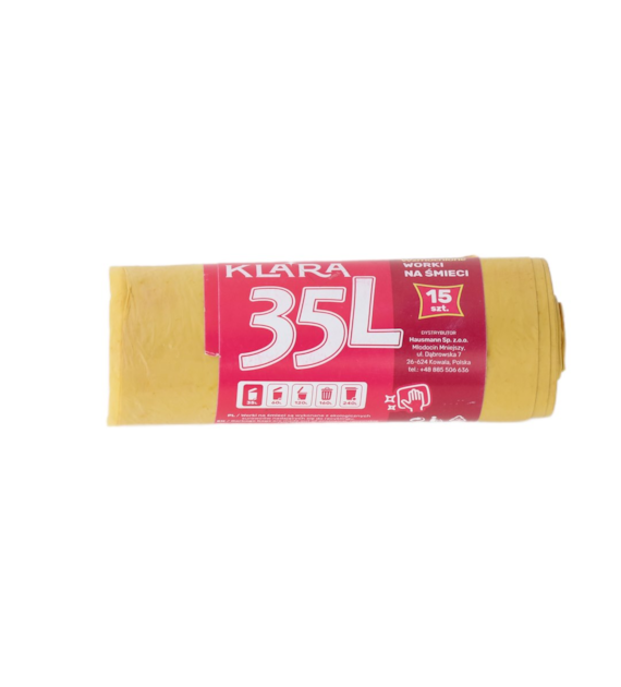 KLARA WORKI NA ŚMIECI 35L 15SZT LDPE ŻÓŁTE