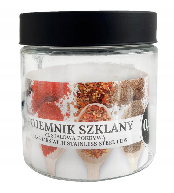 POJEMNIK SZKLANY Z CZARNĄ POKRYWĄ 800ML FITA17